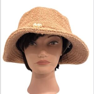 Anthropologie Pink Pearl Floral Embellished Bucket Hat OS NWT